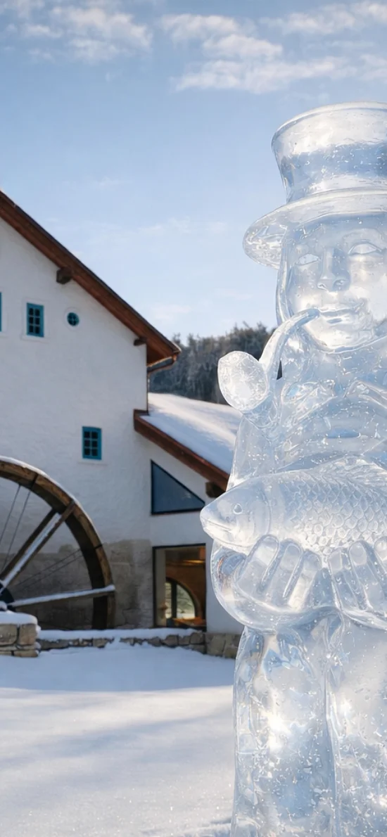 Mill ice carving at Podhlavický mlýn